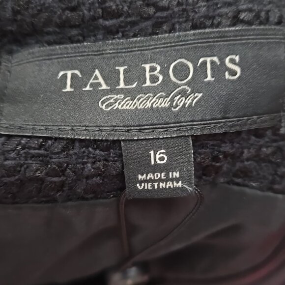 Talbots Tweed Elegant Black Women's Skirt Slit In Back Plus Size Curvy Size 16 - Picture 8 of 9